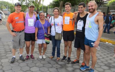 Racers and their support crew