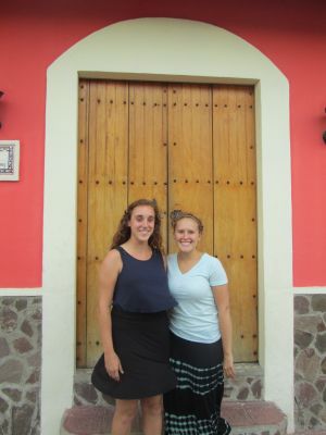 Maddie and Brianne across the street from Brianne's host family's home in Estelí .  