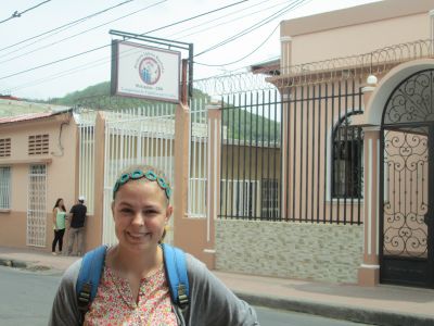 Emma outside her service site, Colegio Bautista, a primary school in downtown Matagalpa.