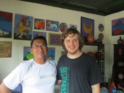 Aaron pictured with host father and local arist in his gallery.