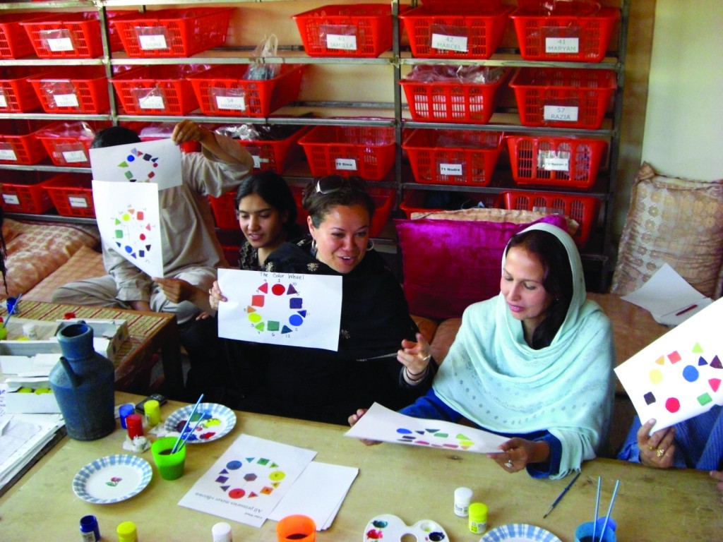 Christina Hernandez working with women in Afghanistan