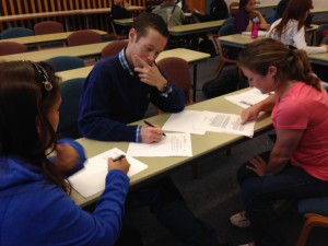 Goshen College business students working on the Millrace Project.