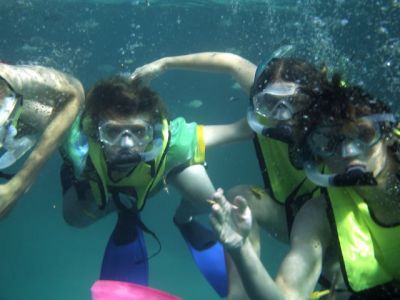 Students swimming in Florida Keys at Marine Biology station