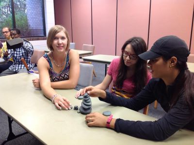 14 Wellness cairn with students 2