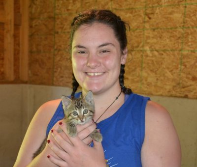 Hannah Wheeler with kitten.