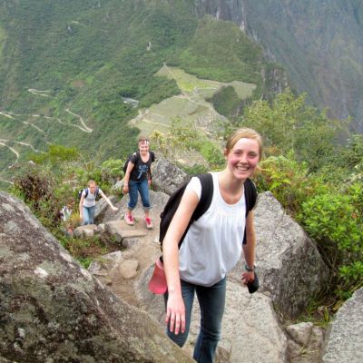 Students explore the ruins of Machu Picchu in Peru.