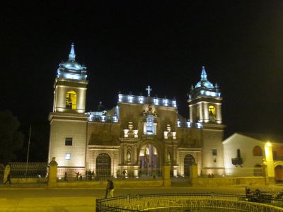 The cathedral on the main plaza at day's end