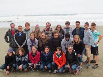 Gathered at the beach on their last day in South America