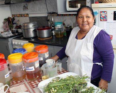 Alicia Taipe Tello relaxes at the conclusion of her workshop on Andean herbs.