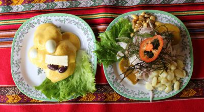 Ceviche and Papas a la Huancaína – two Peruvian classics the students prepared and ate.