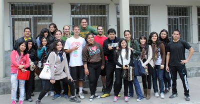 GC and Peruvian students pose after a spirited soccer game.