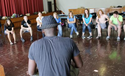 Camilo Ballumbrosio begins his lesson about the cajón, a wooden six-sided, box-shaped instrument developed in Peru in the 19th century .