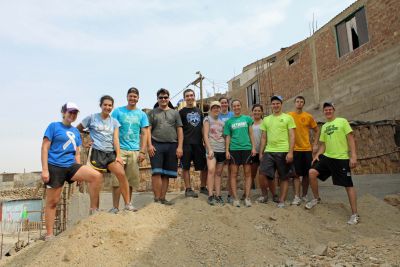 The group posed for a final photo on the mound of dirt they had made.