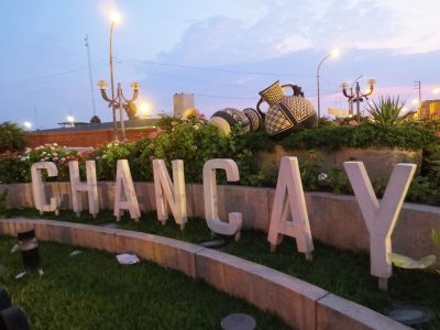 The welcome sign to Chancay, which is 83 kilometers north of Lima on the coast.