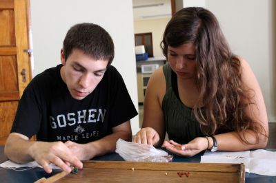 Jake and Maria select beads.