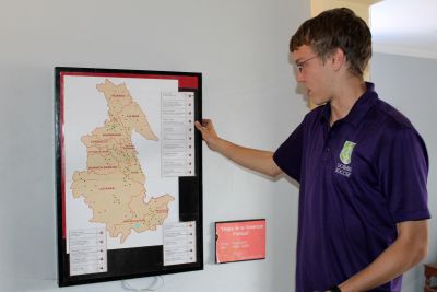 Thomas shows a map that describes the toll of the Shining Path conflict in Peru.