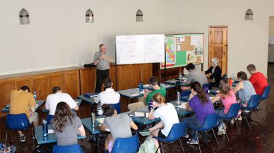 In his final lecture to Goshen College students, on Jan. 16, Father Klaiber spoke on “Latin America, the Church and Politics." 