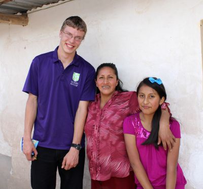 Thomas with his host mother, Maria Luz Ludeña, and his host sister, Reina.