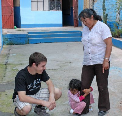 Jake with his host sister, Wanda, and host mother, Elizabeth Huarcaya Yarasca.