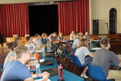 Students listen to a lecture.