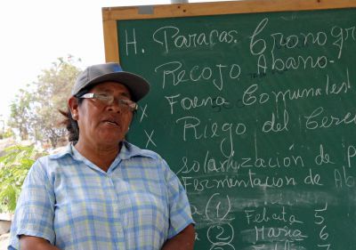 Señora Gregoria Flores explains how the community garden operates.