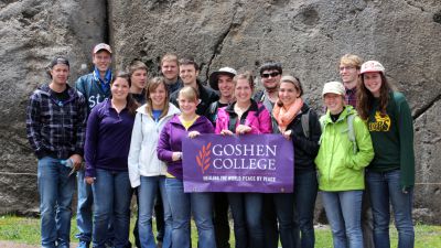 Goshen College students at Saqsayhuaman.