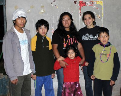 Gretchen with her host mother, Marianela Villantoy Claros, and her four host siblings.