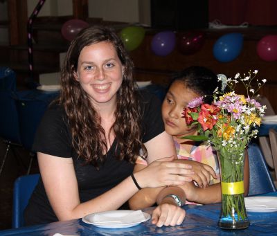 April with her host sister, Daniela.