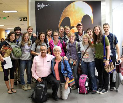 The last group photo of the Peru SST unit for Spring 2014. They were (front row) Co-Directors Richard R. Aguirre and Judy Weaver, (second row) Gretchen, Gina, Maria, Malaina, Natalie, Aimee, April and (back row) Jonathan, Dean, Caleb, Jackson, Derek, Thomas, Jake and Neal.