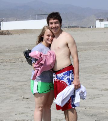 Aimee and Jake on the beach at Kawai.