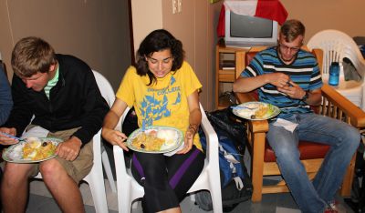 Dean, Gretchen and Jackson enjoy their final meal at Casa Goshen.