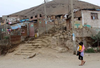 The steps leading to an impoverished hillside neighborhood in Puente Piedra.