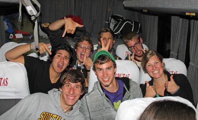 Students in the back of the bus seem to be having the most fun, especially the last row – better known as the "party row."
