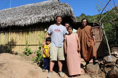 Michael with his host family outside their home in San Miguel.