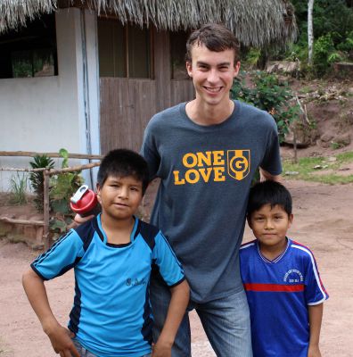 Joel with boys from the camp.