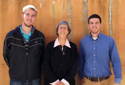 Matt and Brian with Sister Patricia Day, the Catholic school’s sub-director. 