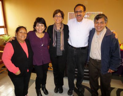 Equipo Goshen (Team Goshen) for 2013-2014 (from left): Program Assistant Alicia Taipe Tello; Study Coordinator Celia Vasquez, Peru SST Co-Directors Judy Weaver and Richard R. Aguirre; and Service Coordinator Willy Villavicencio.