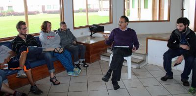 Peru SST Co-Director Richard R. Aguirre guides students through a final activity during the concluding retreat of the Summer unit.  