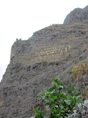 The colcas, or storage houses, placed by the Incas above town to preserve corn and potatoes