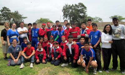 Students from the Harvest School for the Deaf take a break from game playing to pose for a group photo. 