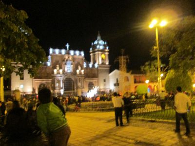 The Plaza Mayor of Ayacucho is THE place to be on a Friday night, with lots of music, dancing and fireworks.