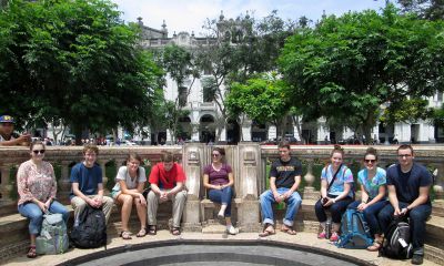 The perfect marble bench for a group of nine in Plaza San Martin.