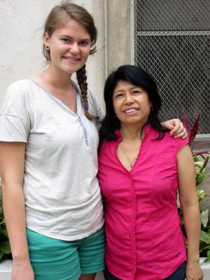 Joanna with her host mother, Rosario. 