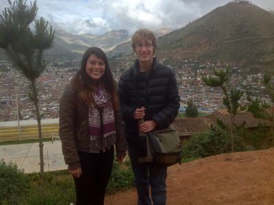 Maria and Christian arrive at Fe y Alegria school above the city of Tarma.