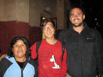 Zach, right, and James with their host mother in Lucre, Margarita.