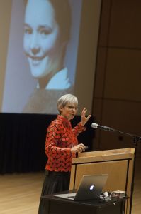 Former GC President Shirley H. Showalter speaks about her memior, Blush, during an Afternoon Sabbatical on Oct. 8.