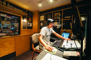 Andrew Witkowski, a senior broadcasting major from Goshen, takes to the airwaves for WGCS