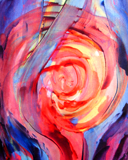 Juanita Yoder painting on silk- Cosmos