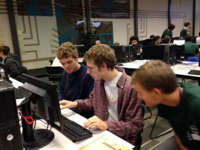 Seth Yoder, Kenan Bitikofer and Christian Stoltzfus comptete at the ACM regional programming contest on Oc.t 30, 2015.