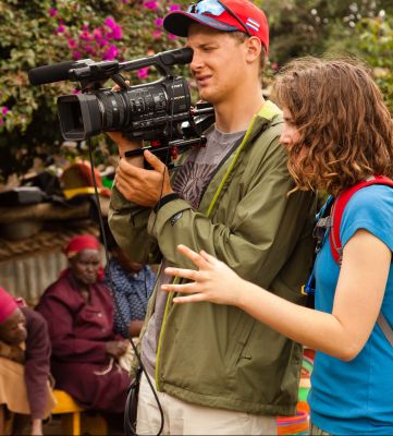 David Leaman-Miller and Elizabeth Derstine film a documentary in Kenya in Spring 2014.